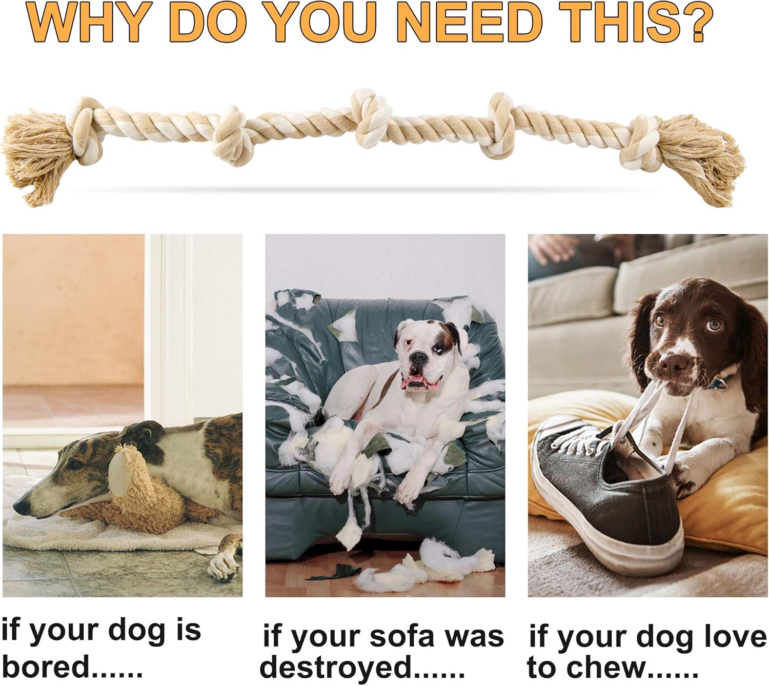Dog Rope Toys for Large/Medium Aggressive Chewers